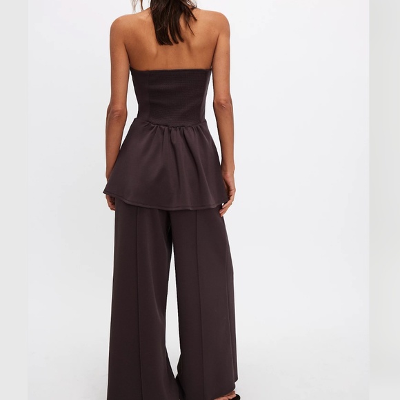 Free People Cali Set Strapless Top Wide Pants Brown XS - Picture 3 of 7